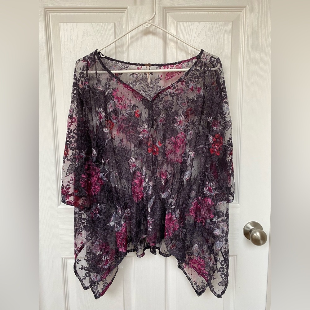 Free People sheer lace blouse